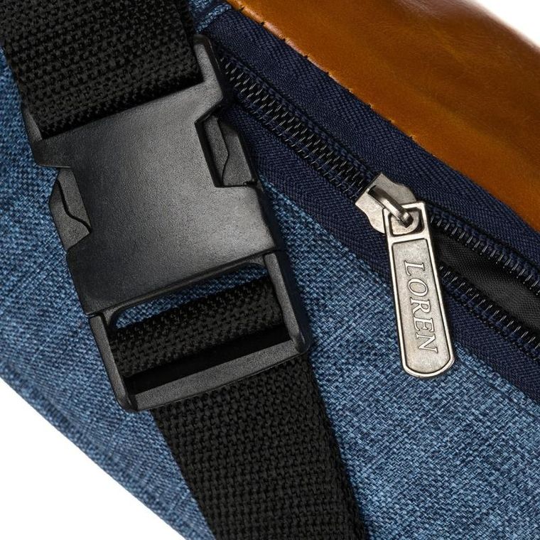 Saszetka na biodro, nerka, niebiesko-brązowa, Loren