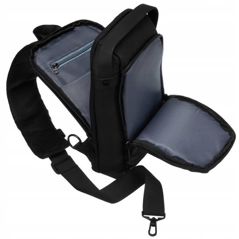 Saszetka na biodro, nerka, USB, czarna, Peterson