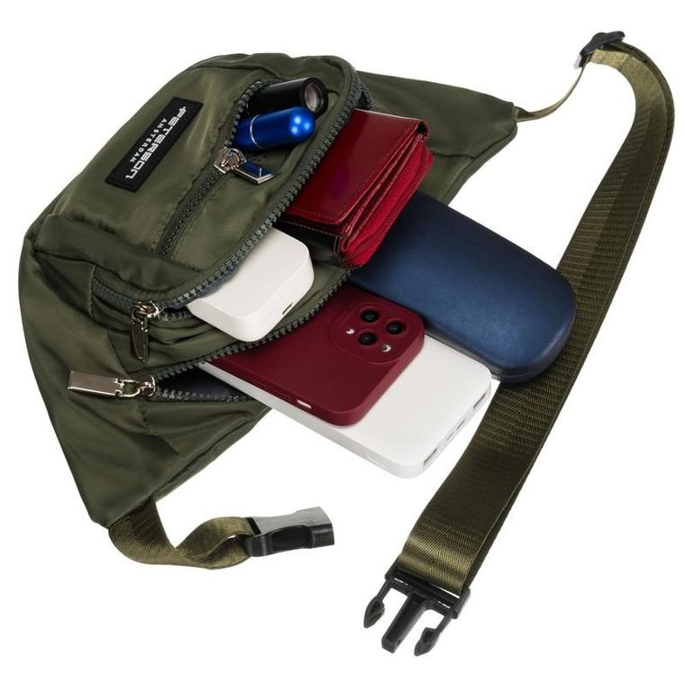 Saszetka na biodro, nerka, zielona, Peterson