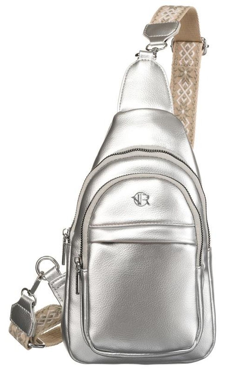 Saszetka na ramię, nerka, srebrna, skóra ekologiczna, Rovicky