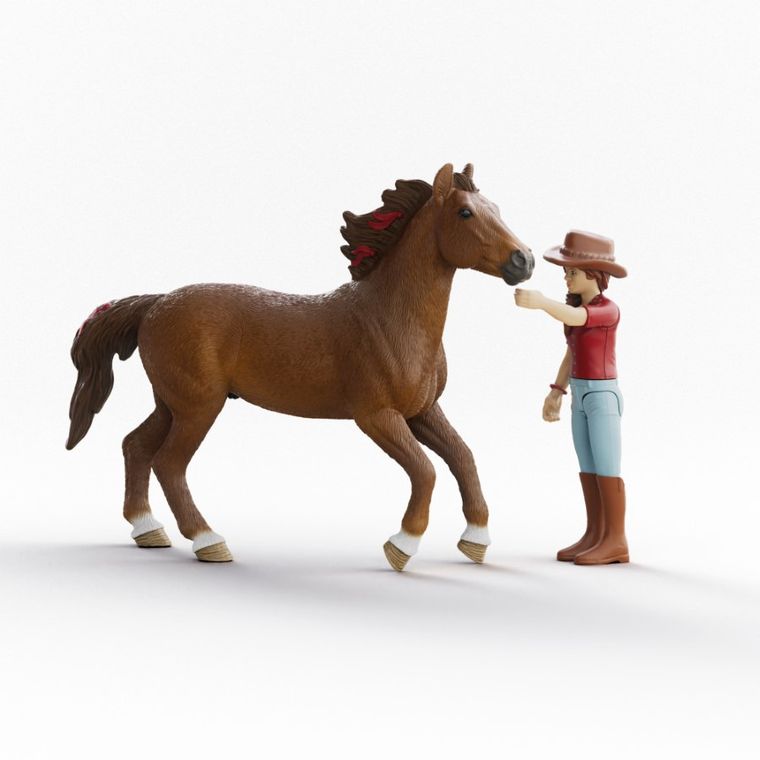 Schleich, Horse Club, Hannah i Cayenne, Wałach rasy Quarter Horse, zestaw, 42711
