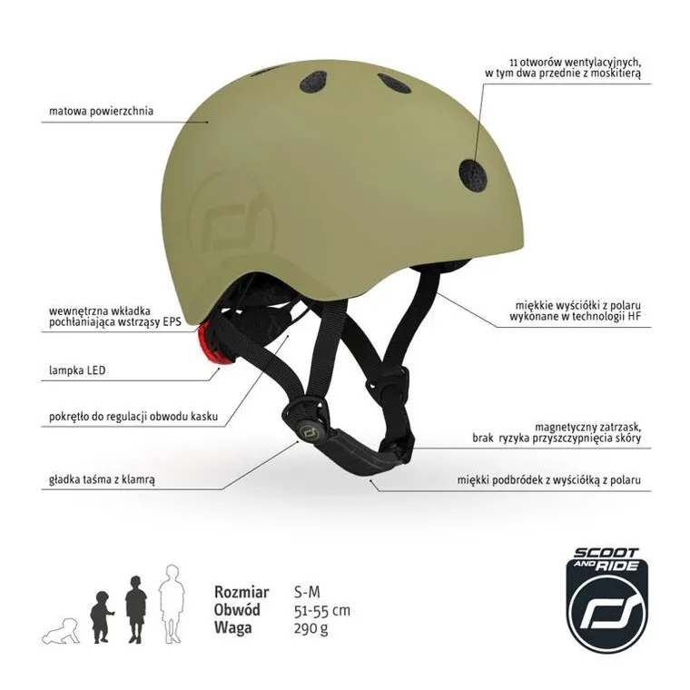 Scoot & Ride, kask, Olive, rozmiar S-M