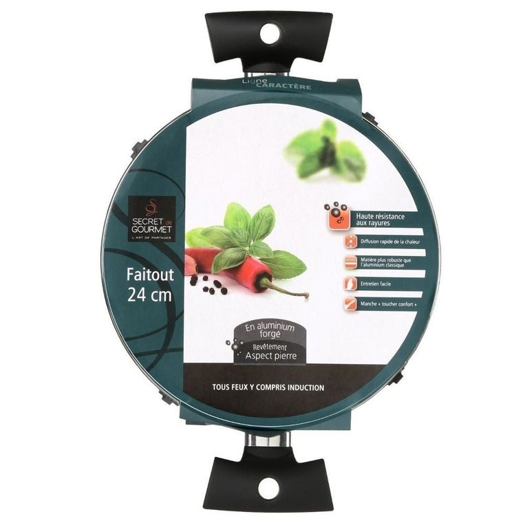 Secret de Gourmet, garnek aluminiowy z pokrywką, marmurowa powłoka, 24 cm