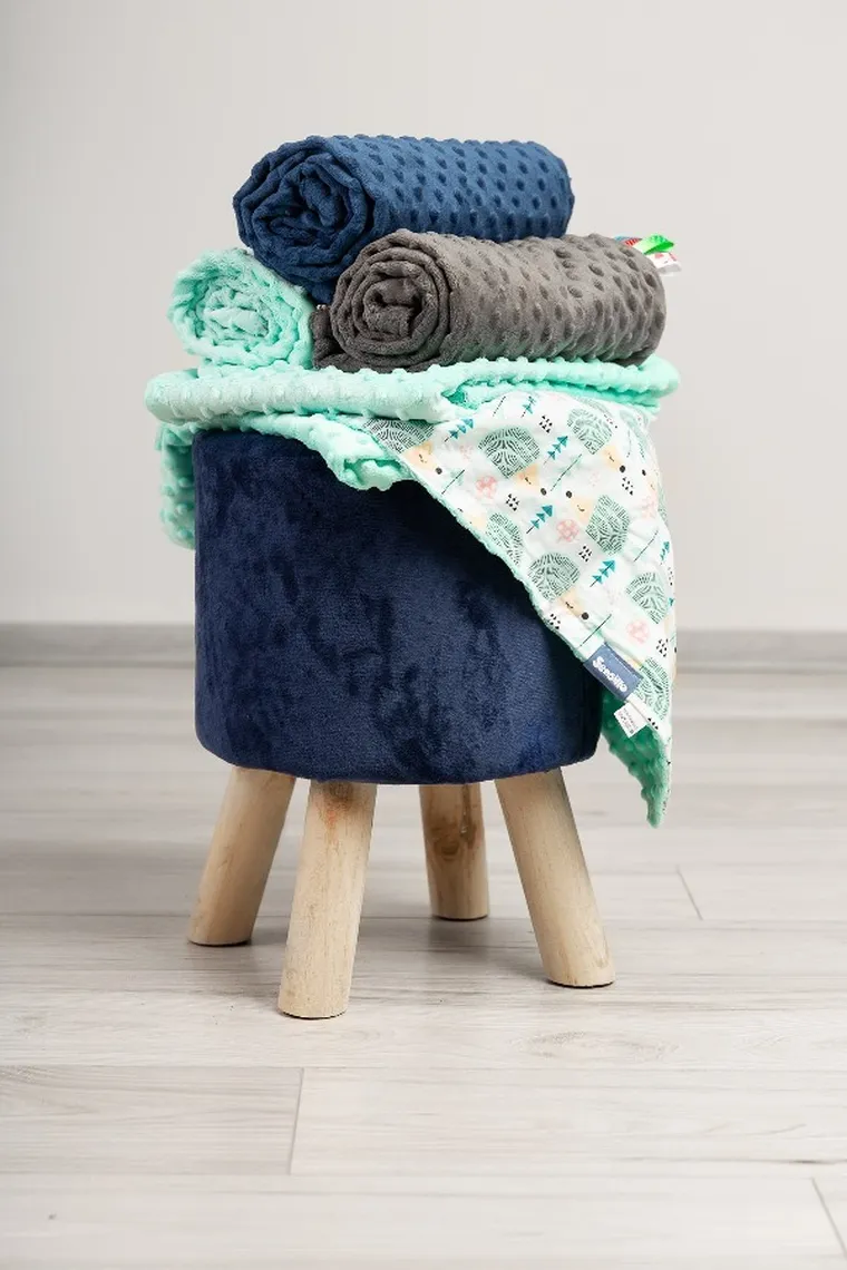 Sensillo, Jeżyki, kocyk minky, miętowy, 75-100 cm