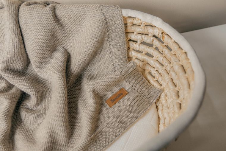 Sensillo, kocyk z wełny merino, dark beige, 75-90 cm