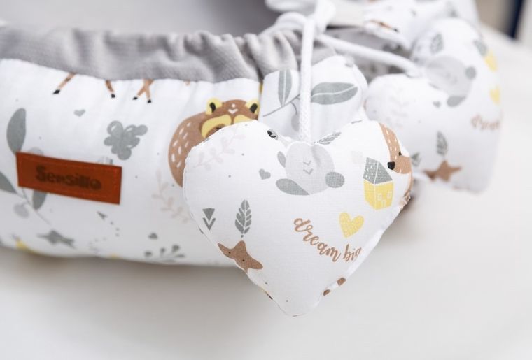 Sensillo, Leśna Przygoda, gniazdko niemowlęce, Velvet, białe, 80-45 cm