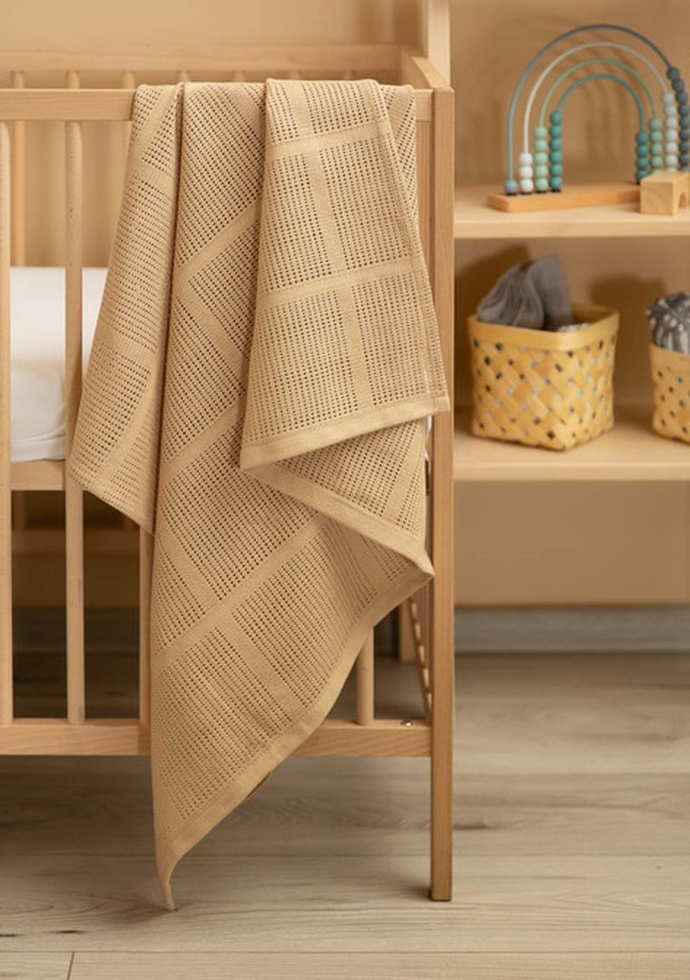 Sensillo, Lulu, koc ażurowy, beż-kawa