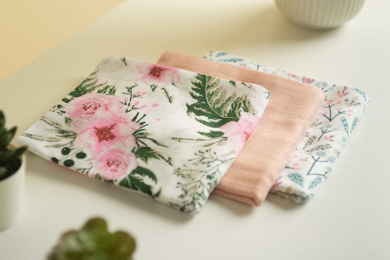 Sensillo, pielucha muślinowa, różowa, 70-80 cm, 3 szt.