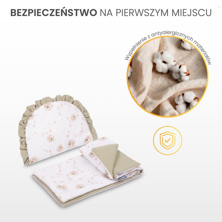 Sensillo, Teddy, komplet do wózka muślin, szary