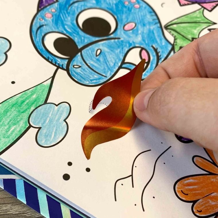 SES Creative, kolorowanka z naklejkami, 3w1, smok