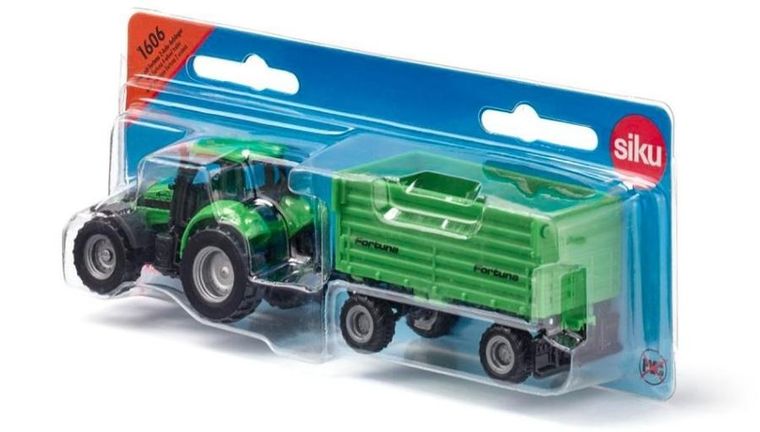 Siku, Deutz-Fahr, traktor z przyczepą 2-osiową Fortuna, model pojazdu, 1606