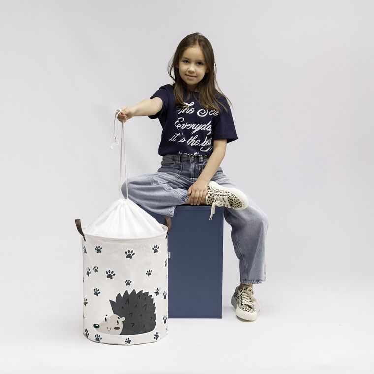 Sipo, kosz na zabawki XL, bawełniany, wodoodporny, zamykany na ściągacz, Jeżyk