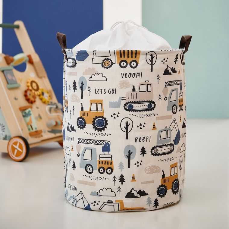 Sipo, kosz na zabawki XL, bawełniany, wodoodporny, zamykany na ściągacz, Mini autka