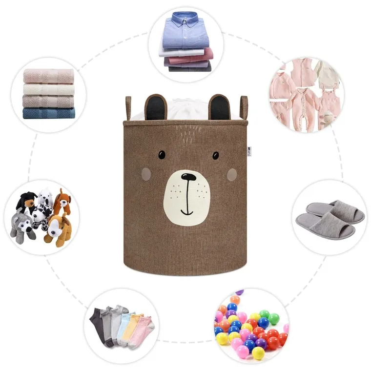 Sipo, kosz na zabawki XXL, wersja premium, zamykany na ściągacz, Brązowy miś