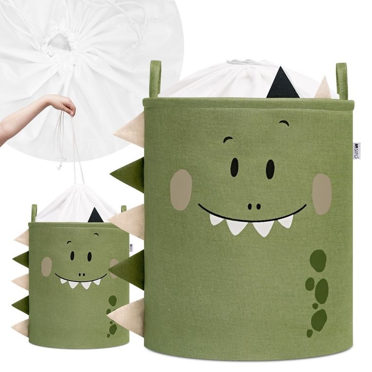 Sipo, kosz na zabawki XXL, wersja premium, zamykany na ściągacz, Dino