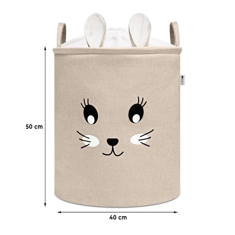 Sipo, kosz na zabawki XXL, wersja premium, zamykany na ściągacz, Królik