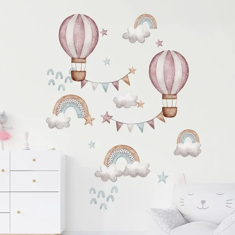 Sipo, naklejki na ścianę do pokoju dziecięcego, Balony i tęcza