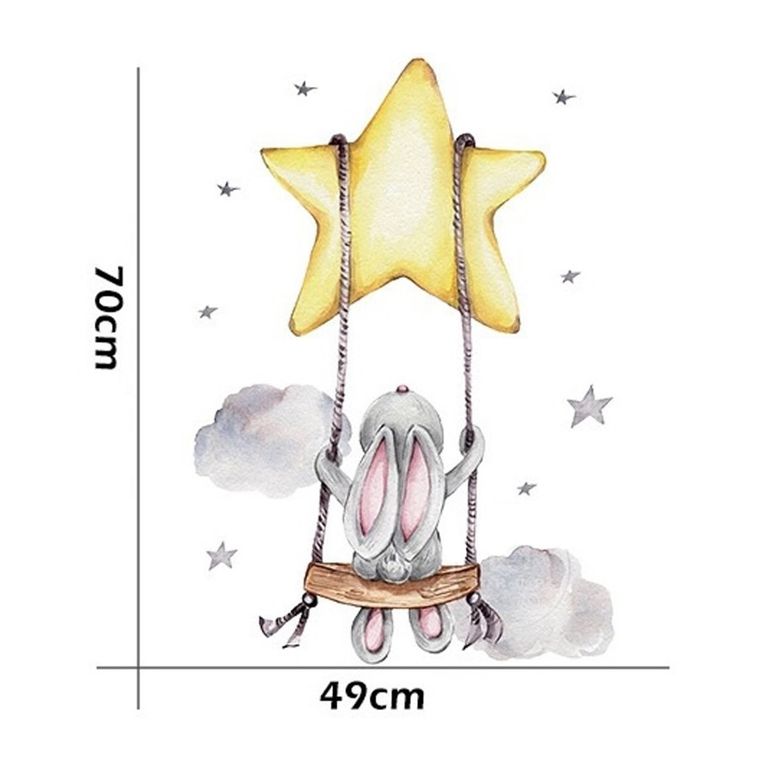 Sipo, naklejki na ścianę do pokoju dziecięcego, Zajączek na huśtawce