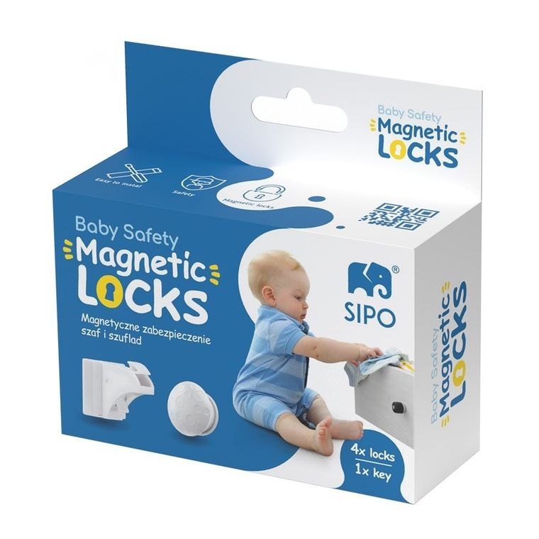 Sipo, zestaw magnetycznych zabezpieczeń do szaf i szuflad, 4 szt.