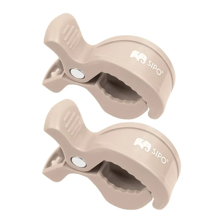 Sipo, zestaw uniwersalnych klipsów do wózka, beżowe, 2 szt.
