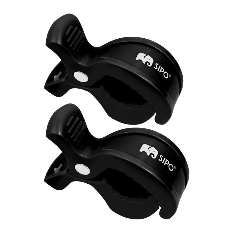 Sipo, zestaw uniwersalnych klipsów do wózka, czarne, 2 szt.