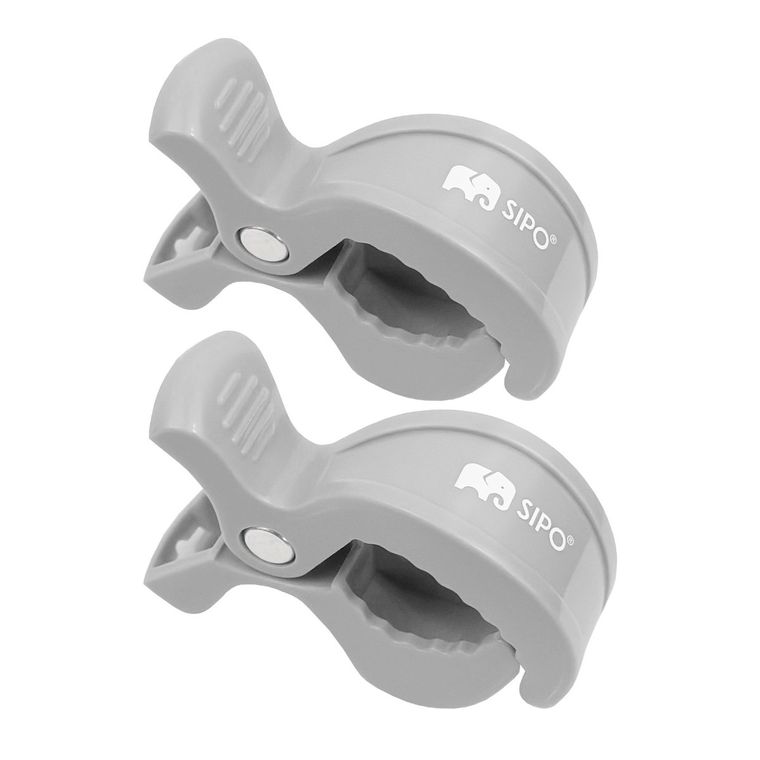 Sipo, zestaw uniwersalnych klipsów do wózka, szare, 2 szt.