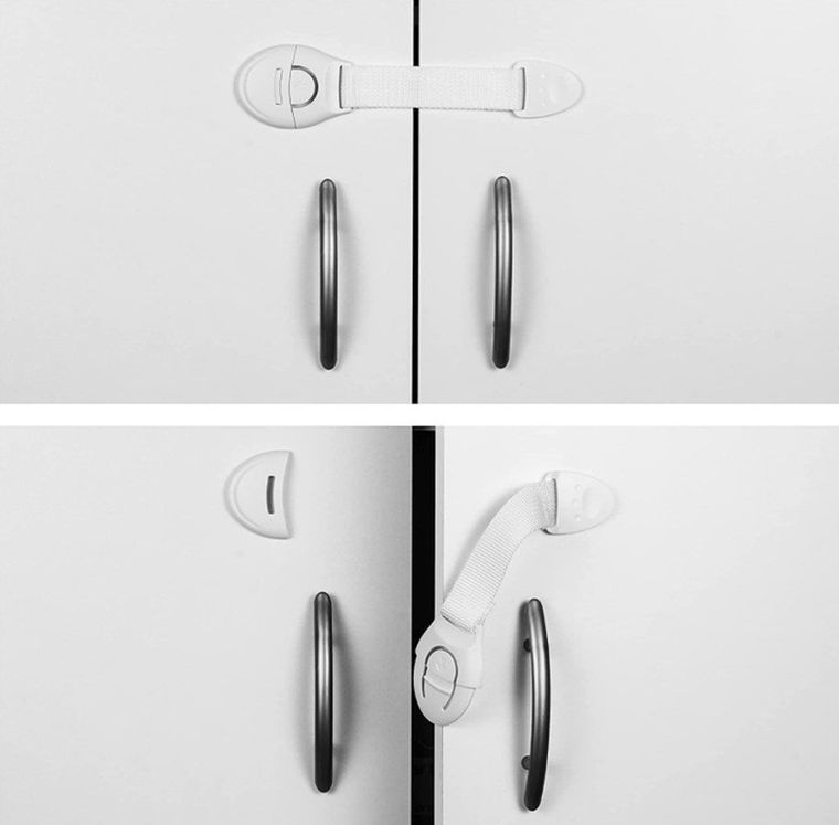 Sipo, zestaw zabezpieczeń do szaf i szuflad z paskiem elastycznym na zatrzask, 10 szt.