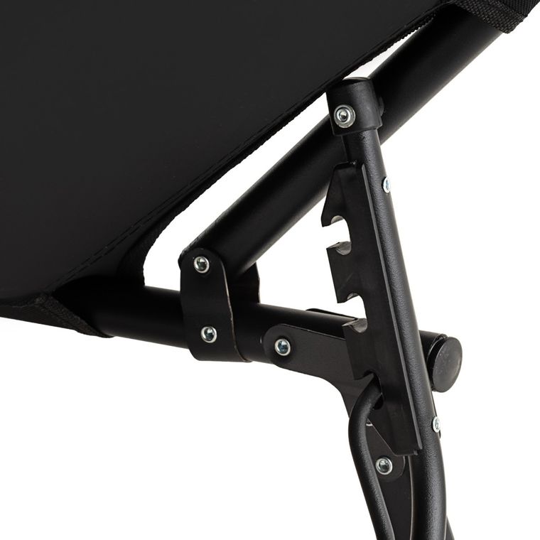 Składane łóżko turystyczne z materacem, czarne, 68-200 cm