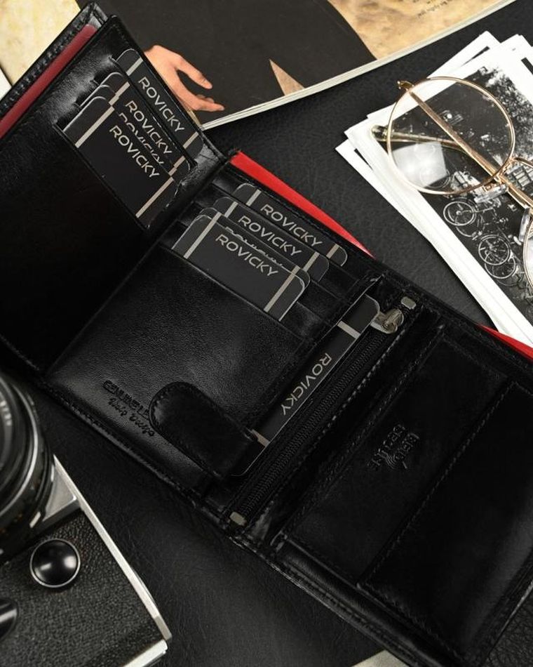 Składany, pionowy portfel męski z połyskującej skóry naturalnej, Ronaldo