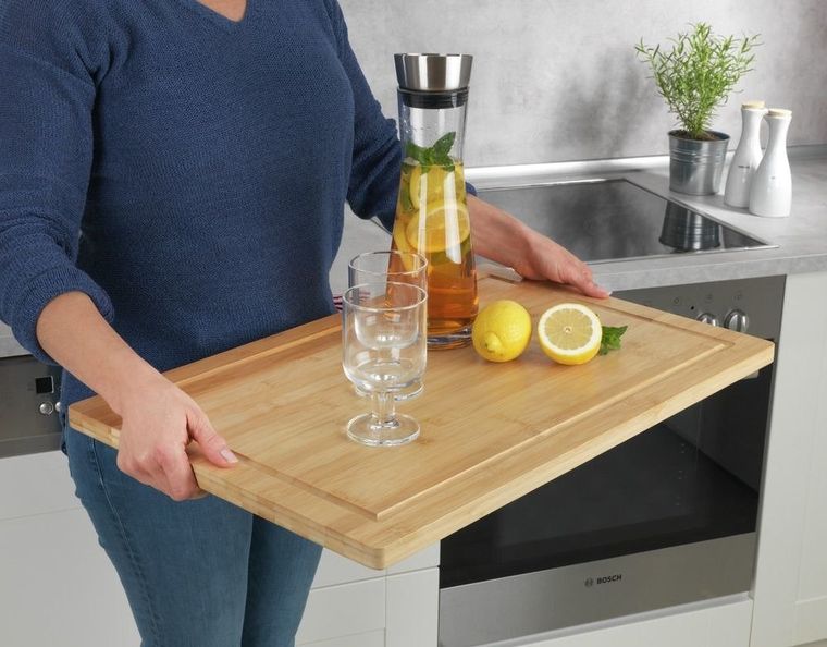 Składany stolik bambusowy, Lugo, z deską i tacą, 3w1