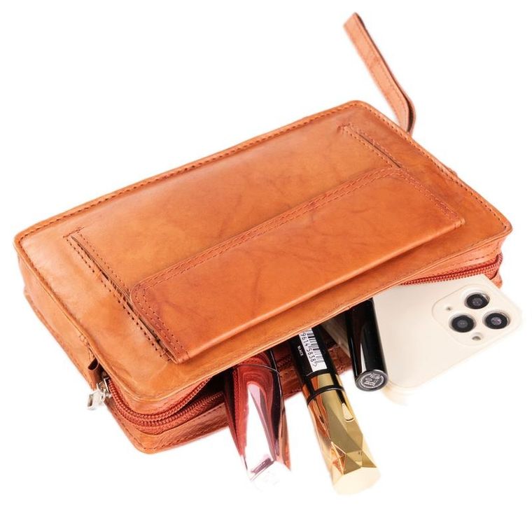 Skórzana saszetka męska z paskiem na nadgarstek