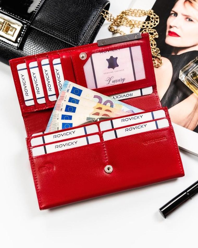 Skórzany portfel damski na zatrzask, 4U Cavaldi