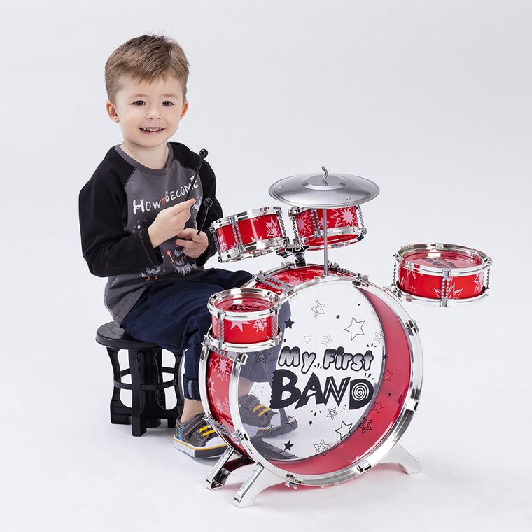 Smiki, duża perkusja z krzesełkiem, zabawka muzyczna