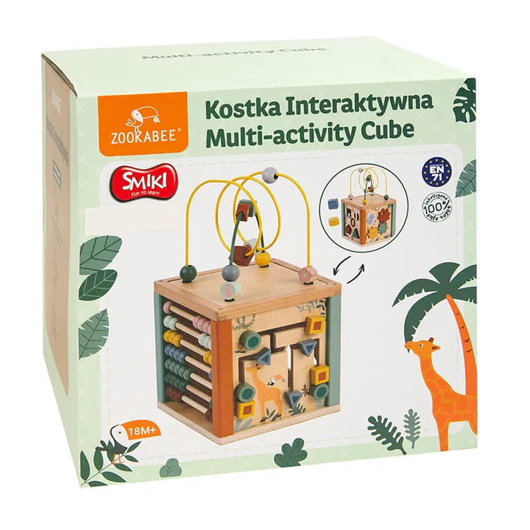 Smiki, kostka edukacyjna, zabawka drewniana