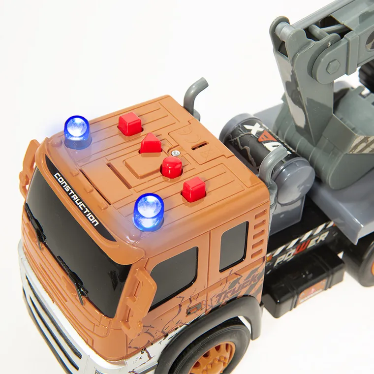 Smiki, laweta z koparką, zestaw pojazdów, światło i dźwięk