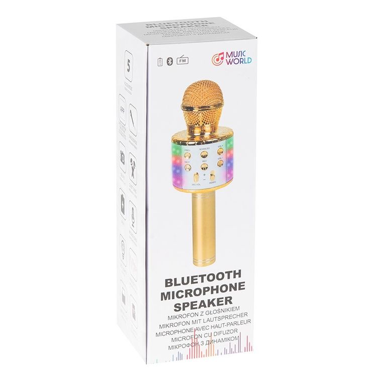 Smiki, mikrofon bluetooth z głośnikiem, złoty
