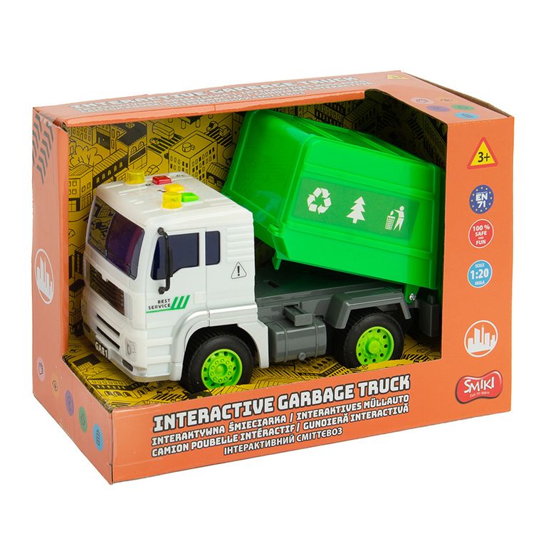 Smiki, Śmieciarka, pojazd, światło i dźwięk, 1:20