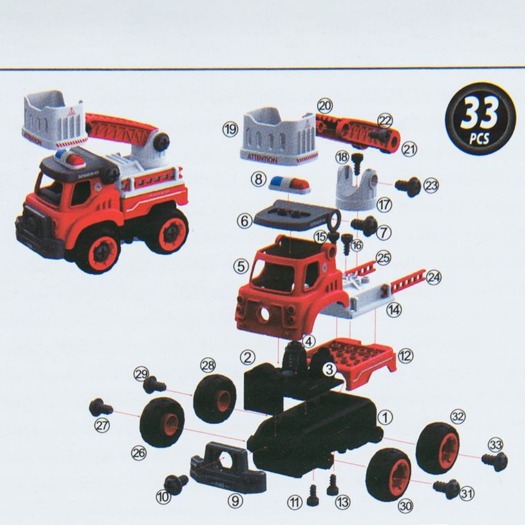 Smiki, straż pożarna z dźwigiem i dźwiękiem, pojazd