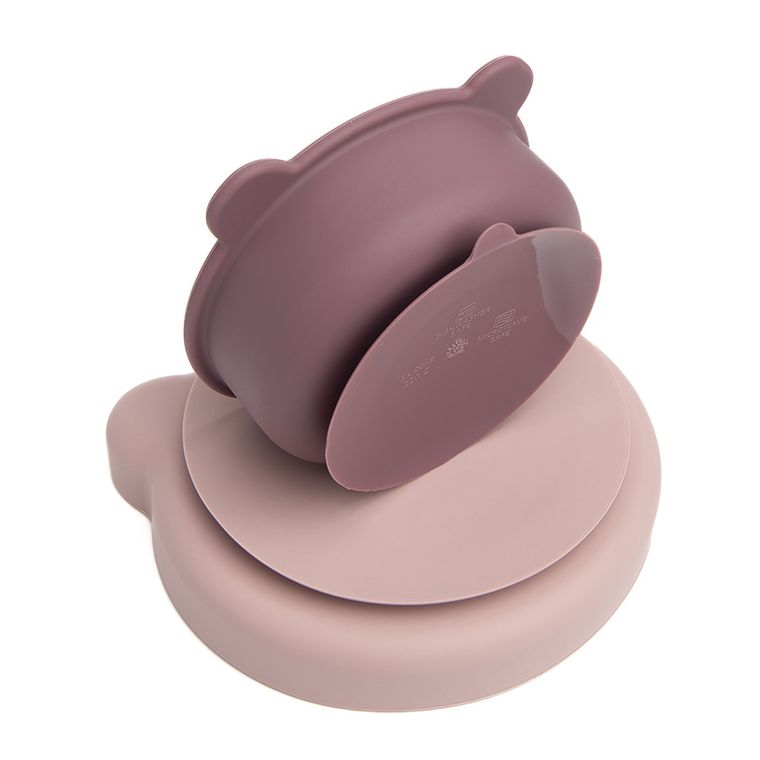 Smiki, Very Bunny, zestaw naczyń silikonowych, różowy