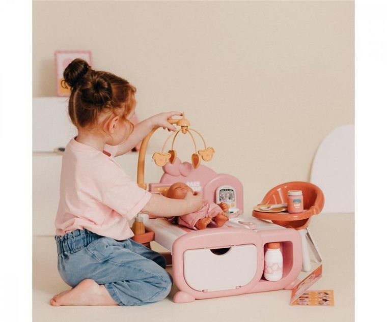 Smoby, Baby Nurse, Kącik opiekunki, interaktywny przewijak dla lalek z akcesoriami