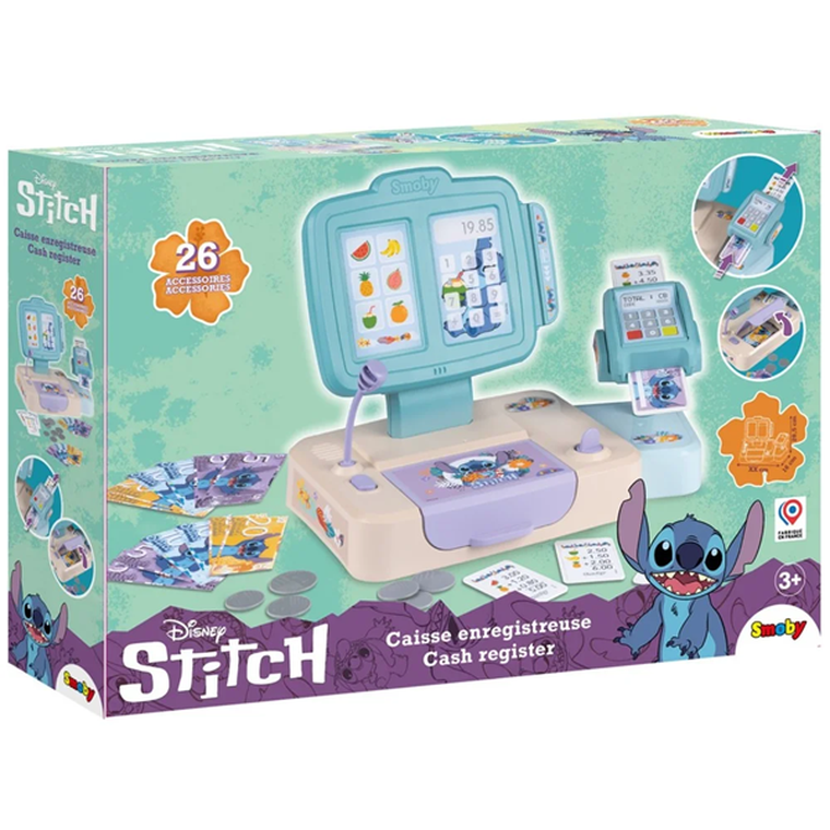 Smoby, Lilo i Stitch, kasa sklepowa z czytnikiem kart, 26 elementów