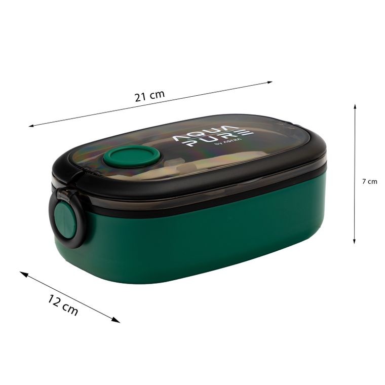 Śniadaniówka Aqua Pure ze sztućcami - green/black