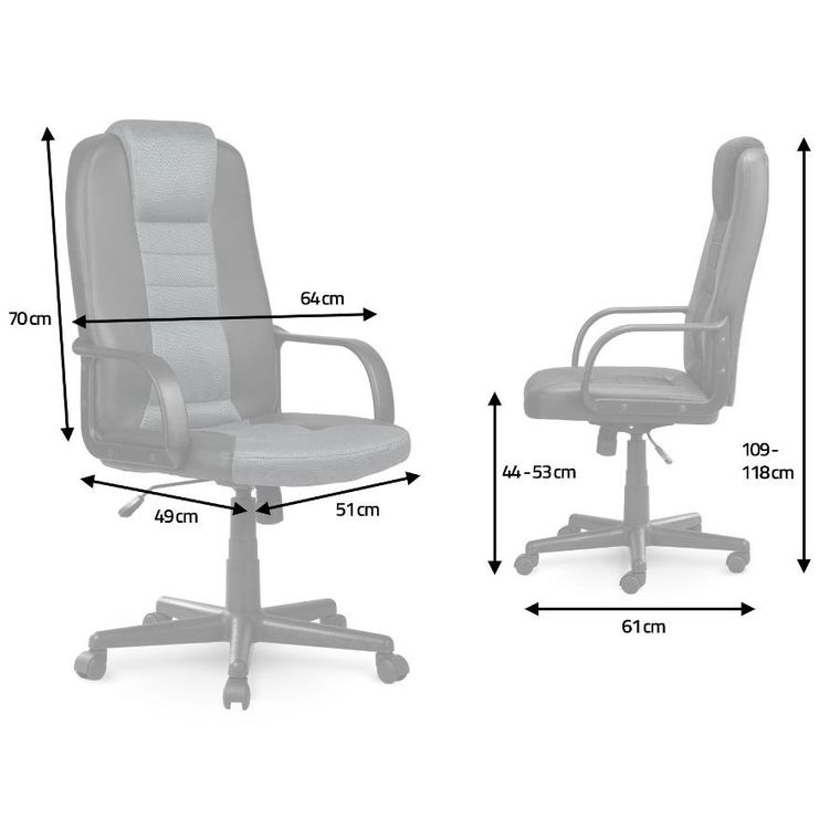 Sofotel, fotel biurowy, skórzany, czarno-szary