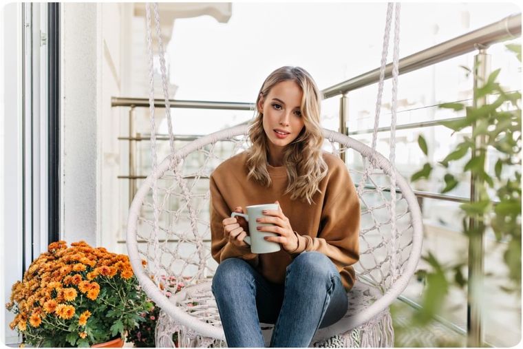 Sofotel, fotel wiszący, huśtawka, boho, biały