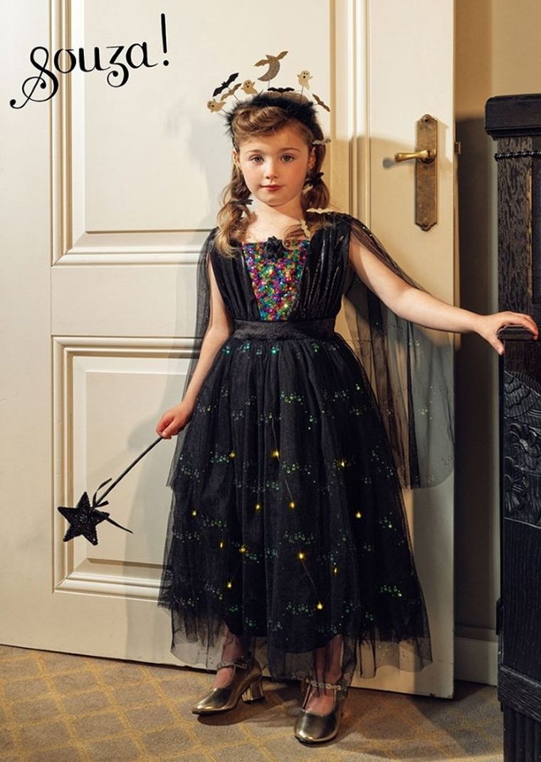 Souza! Czarownica Agatha, strój dla dzieci z sukienką z lampkami LED, 5-7 lat