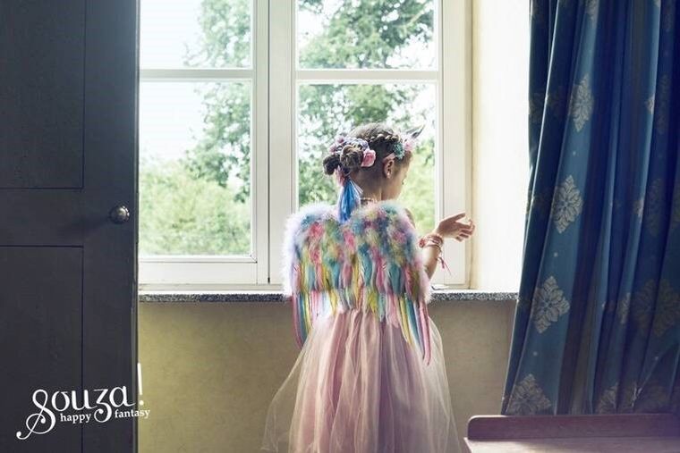 Souza! skrzydła z tęczowych piór i opaska jednorożca