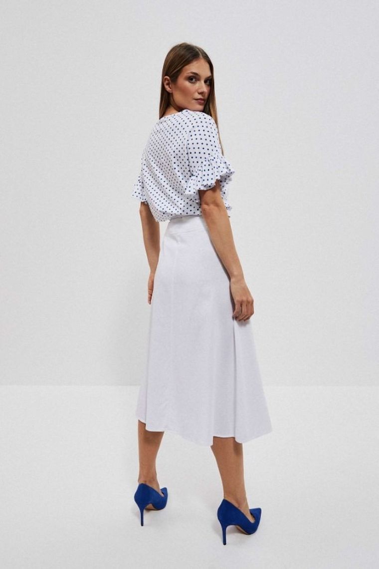 Spódnica damska z lnem, biała, Moodo