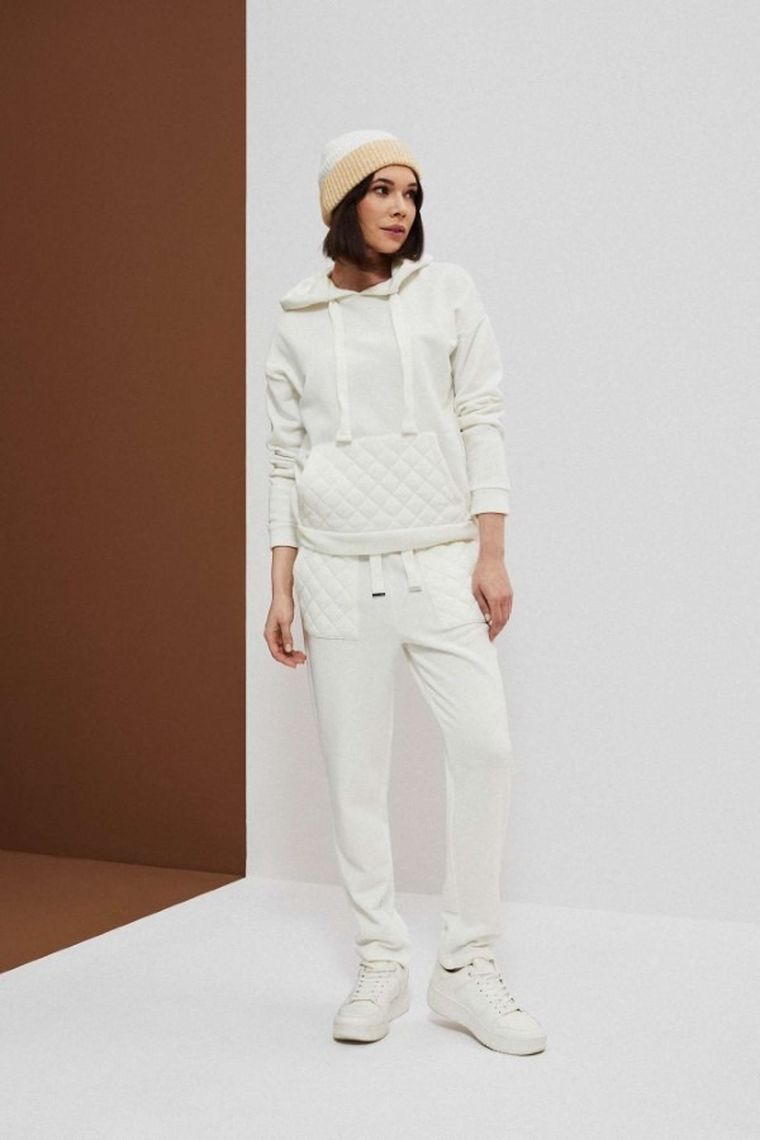 Spodnie dresowe damskie, białe, Moodo