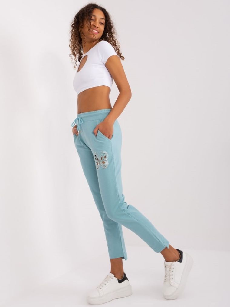 Spodnie dresowe damskie, miętowe, Relevance