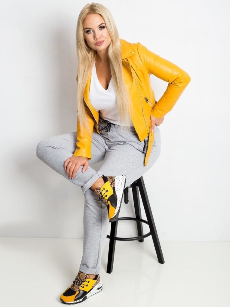 Spodnie dresowe damskie, plus size, szare, Relevance